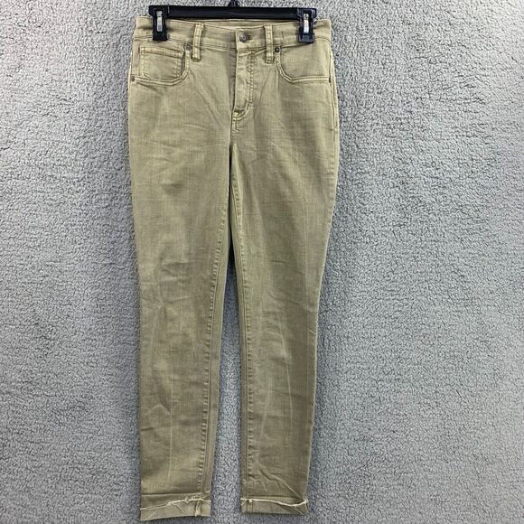 Madewell Skinny Jeans Womens 26 Green Stretch Pockets Zipper 9" High Rise Denim - Picture 15 of 15